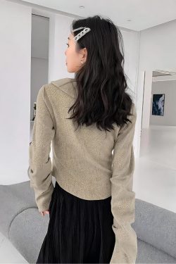 Style Core Aesthetics, New Style Trends - Fairy Grunge Lace Up Asymmetric Cardigan