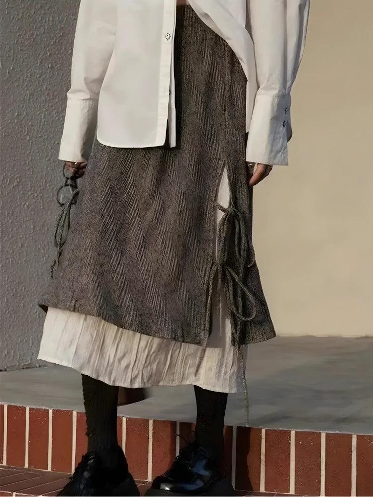 Style Core Aesthetics, New Style Trends - Fairy Grunge Lace Up Midi Skirt Style Core Aesthetics, New Style Trends - Fairy Grunge Lace Up Midi Skirt