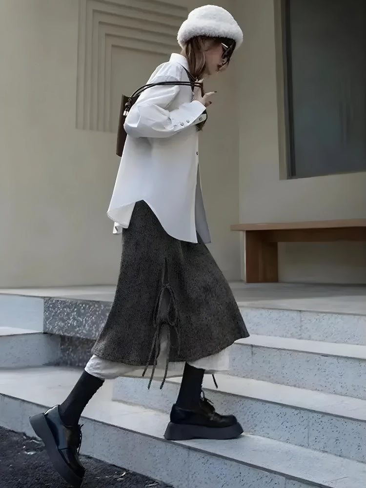 Style Core Aesthetics, New Style Trends - Fairy Grunge Lace Up Midi Skirt Style Core Aesthetics, New Style Trends - Fairy Grunge Lace Up Midi Skirt