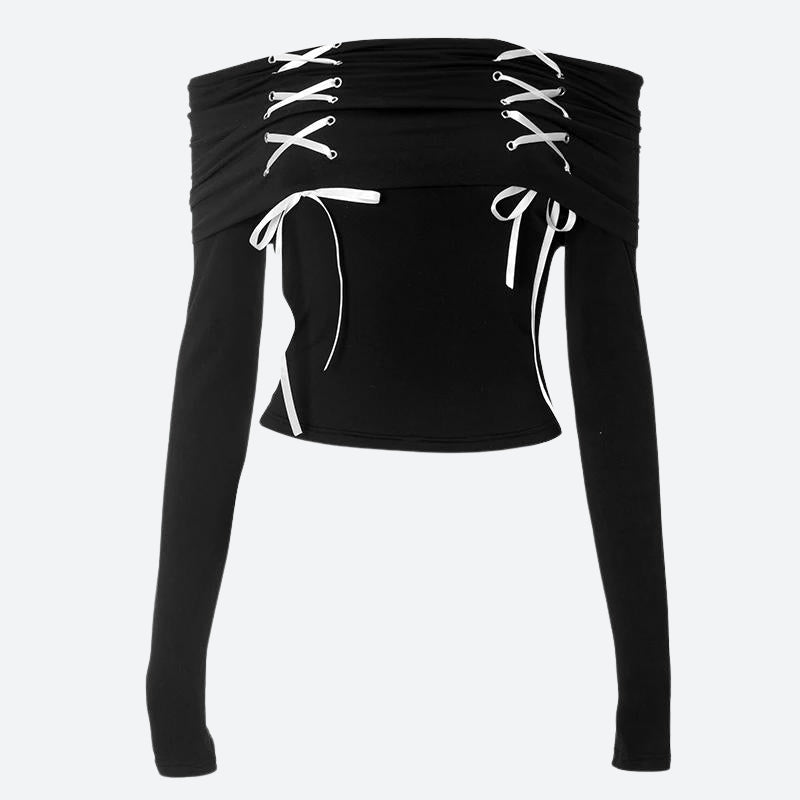 Style Core Aesthetics, New Style Trends - Fairy Grunge Off Shoulder Lace Up Top Style Core Aesthetics, New Style Trends - Fairy Grunge Off Shoulder Lace Up Top