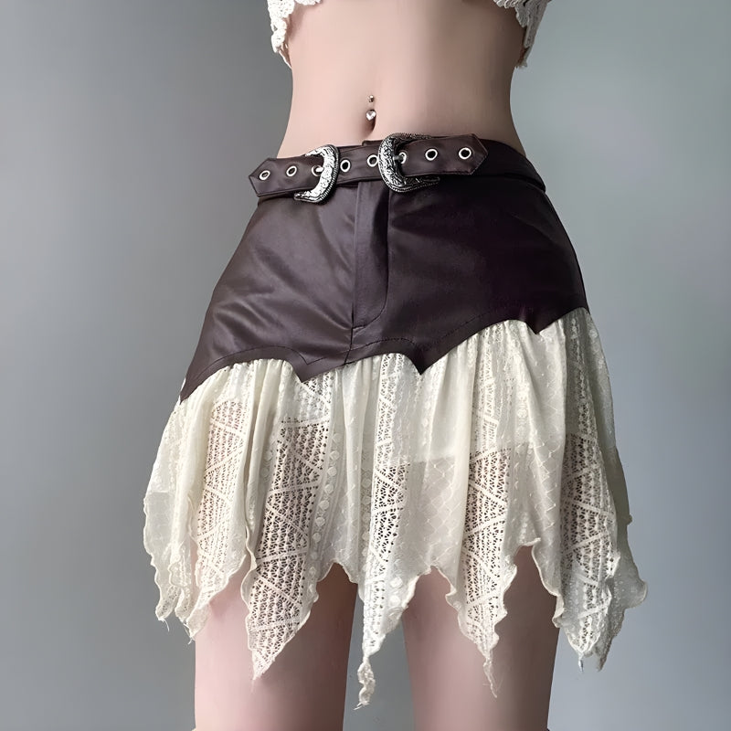 Style Core Aesthetics, New Style Trends - Fairy Grunge Patchwork Lace Mini Skirt Style Core Aesthetics, New Style Trends - Fairy Grunge Patchwork Lace Mini Skirt