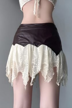 Style Core Aesthetics, New Style Trends - Fairy Grunge Patchwork Lace Mini Skirt