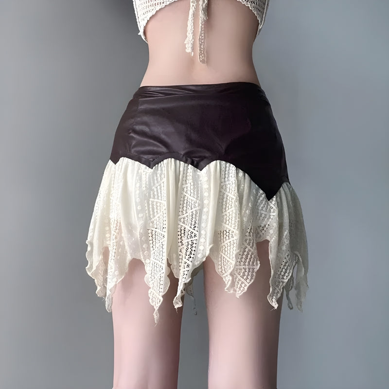 Style Core Aesthetics, New Style Trends - Fairy Grunge Patchwork Lace Mini Skirt Style Core Aesthetics, New Style Trends - Fairy Grunge Patchwork Lace Mini Skirt