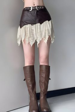 Style Core Aesthetics, New Style Trends - Fairy Grunge Patchwork Lace Mini Skirt