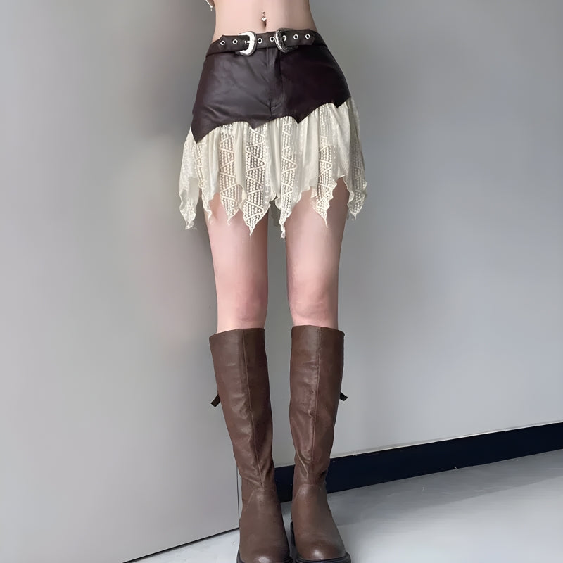 Style Core Aesthetics, New Style Trends - Fairy Grunge Patchwork Lace Mini Skirt Style Core Aesthetics, New Style Trends - Fairy Grunge Patchwork Lace Mini Skirt