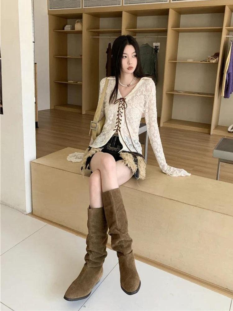 Style Core Aesthetics, New Style Trends - Fairy Grunge Transparent Lace Top Style Core Aesthetics, New Style Trends - Fairy Grunge Transparent Lace Top