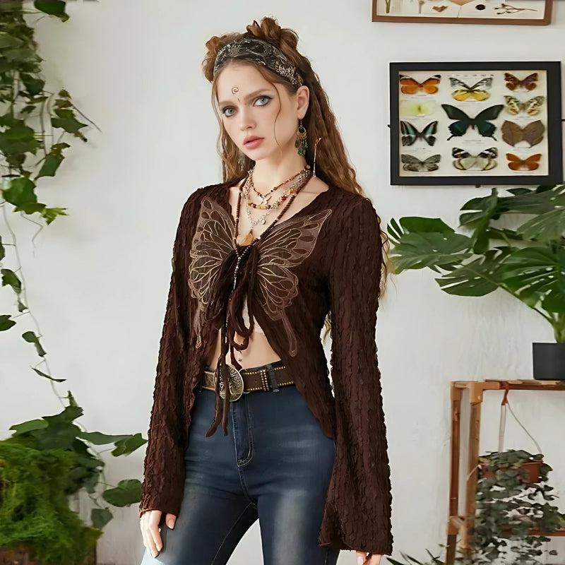 Style Core Aesthetics, New Style Trends - Fairycore Butterfly Open Front Top Style Core Aesthetics, New Style Trends - Fairycore Butterfly Open Front Top