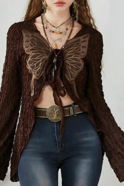 Style Core Aesthetics, New Style Trends - Fairycore Butterfly Open Front Top