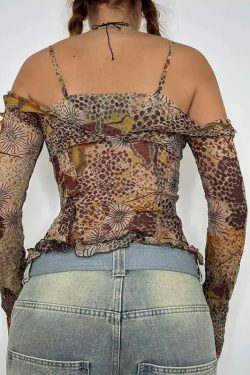 Style Core Aesthetics, New Style Trends - Fairycore Floral Mesh Top