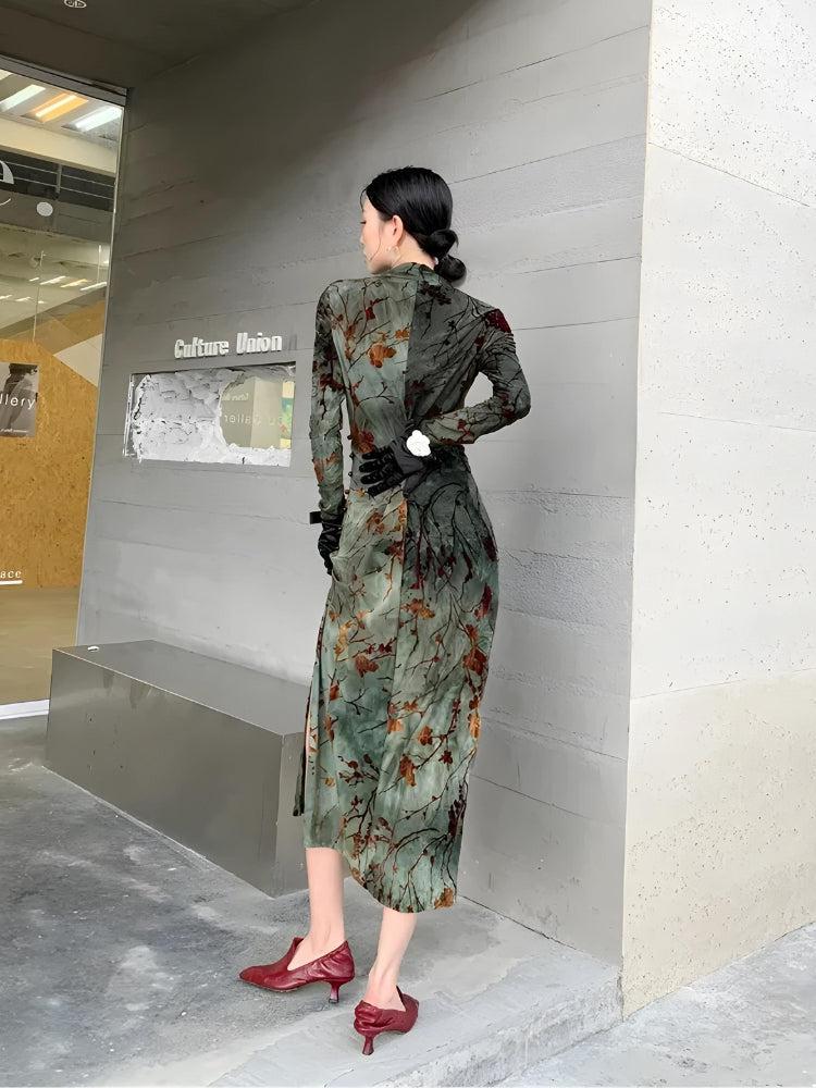 Style Core Aesthetics, New Style Trends - Fairycore Floral Slit Qipao Mini Dress Style Core Aesthetics, New Style Trends - Fairycore Floral Slit Qipao Mini Dress