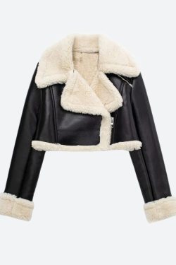 Style Core Aesthetics, New Style Trends - Faux Fur Lined Biker Jacket