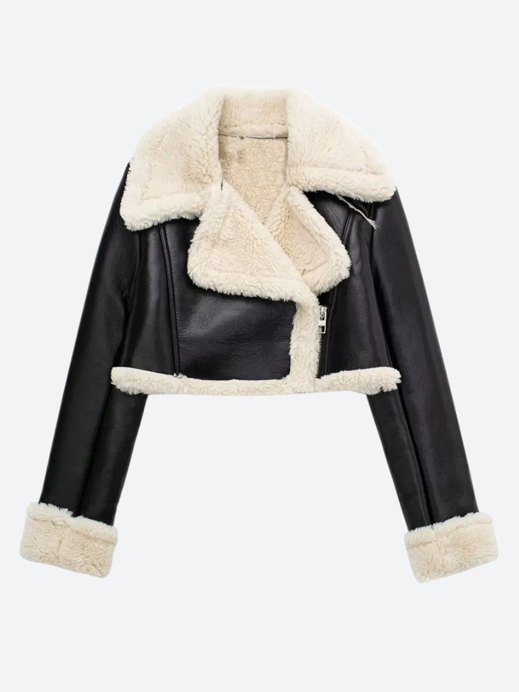Style Core Aesthetics, New Style Trends - Faux Fur Lined Biker Jacket Style Core Aesthetics, New Style Trends - Faux Fur Lined Biker Jacket
