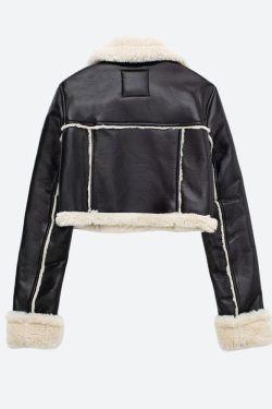 Style Core Aesthetics, New Style Trends - Faux Fur Lined Biker Jacket