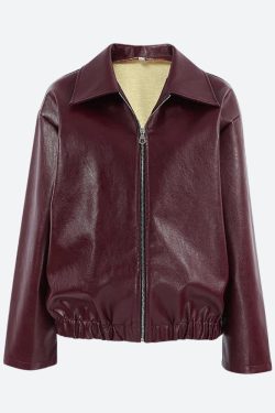Style Core Aesthetics, New Style Trends - Faux Leather Burgundy Jacket