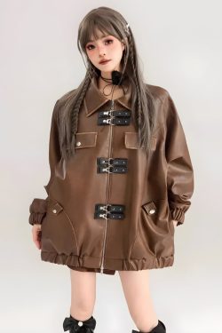 Style Core Aesthetics, New Style Trends - Faux Leather Oversized Jacket