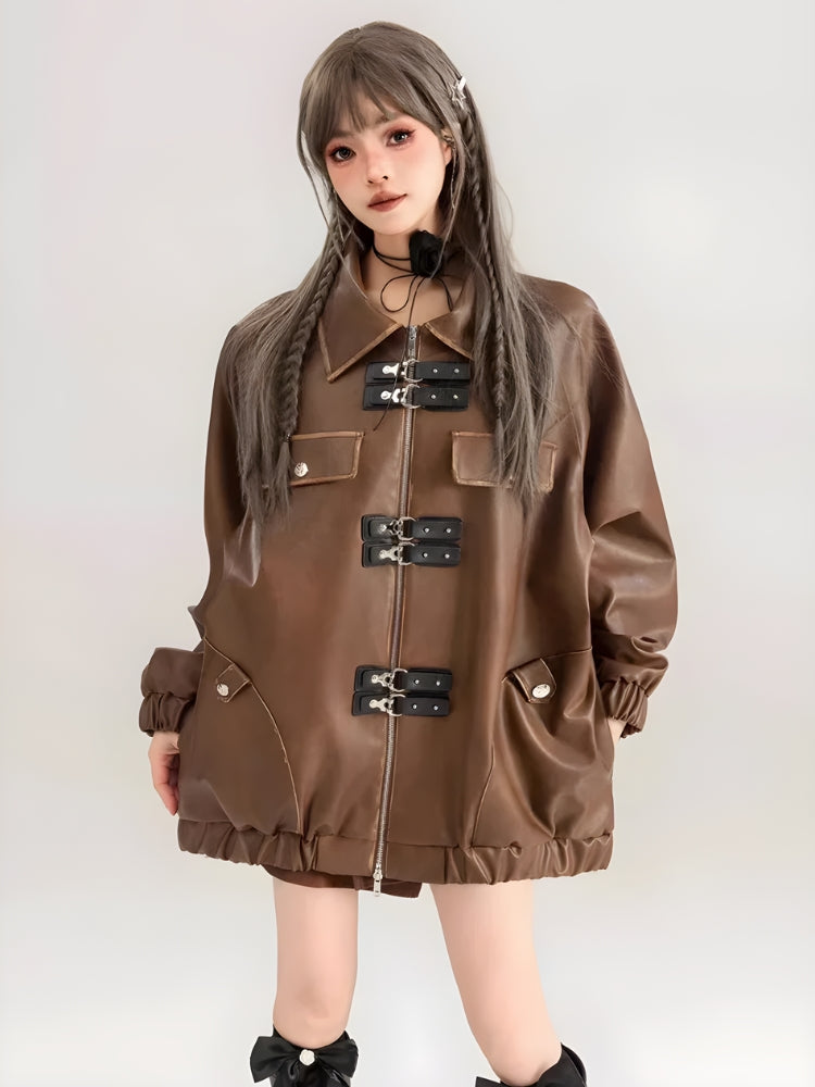 Style Core Aesthetics, New Style Trends - Faux Leather Oversized Jacket Style Core Aesthetics, New Style Trends - Faux Leather Oversized Jacket