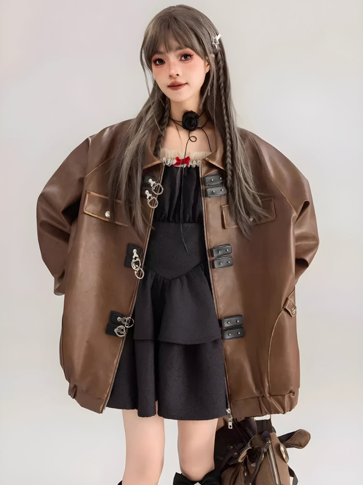 Style Core Aesthetics, New Style Trends - Faux Leather Oversized Jacket Style Core Aesthetics, New Style Trends - Faux Leather Oversized Jacket