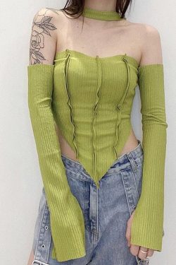 Style Core Aesthetics, New Style Trends - Flare Sleeved Halter Top