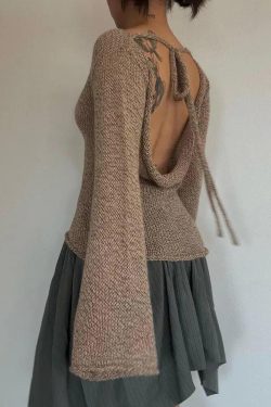 Style Core Aesthetics, New Style Trends - Flare Sleeved Knit Backless Top