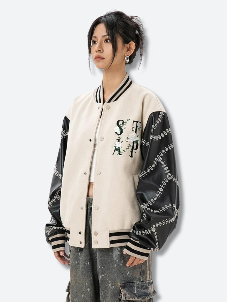 Style Core Aesthetics, New Style Trends - Floral Embroidered Bomber Jacket Style Core Aesthetics, New Style Trends - Floral Embroidered Bomber Jacket