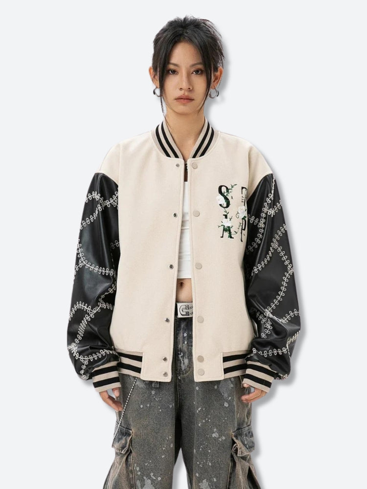 Style Core Aesthetics, New Style Trends - Floral Embroidered Bomber Jacket Style Core Aesthetics, New Style Trends - Floral Embroidered Bomber Jacket