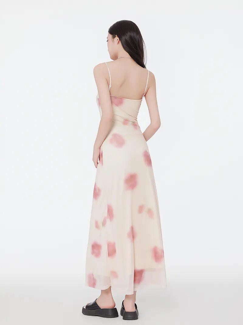 Style Core Aesthetics, New Style Trends - Floral Mesh Spaghetti Strap Maxi Dress Style Core Aesthetics, New Style Trends - Floral Mesh Spaghetti Strap Maxi Dress