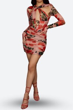 Style Core Aesthetics, New Style Trends - Floral Ruched Corset Mini Dress