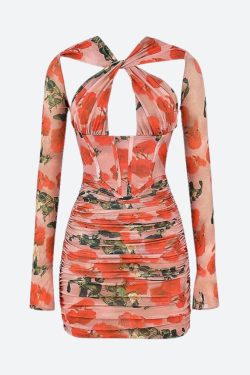 Style Core Aesthetics, New Style Trends - Floral Ruched Corset Mini Dress