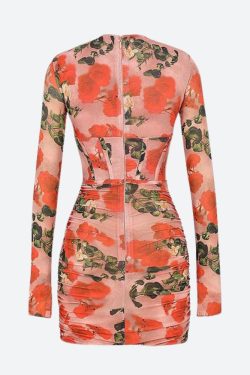 Style Core Aesthetics, New Style Trends - Floral Ruched Corset Mini Dress