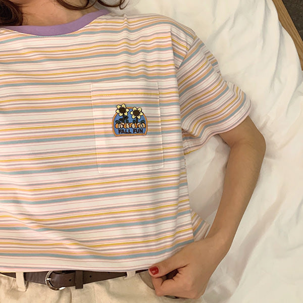 Style Core Aesthetics, New Style Trends - Flower Striped Tee Style Core Aesthetics, New Style Trends - Flower Striped Tee