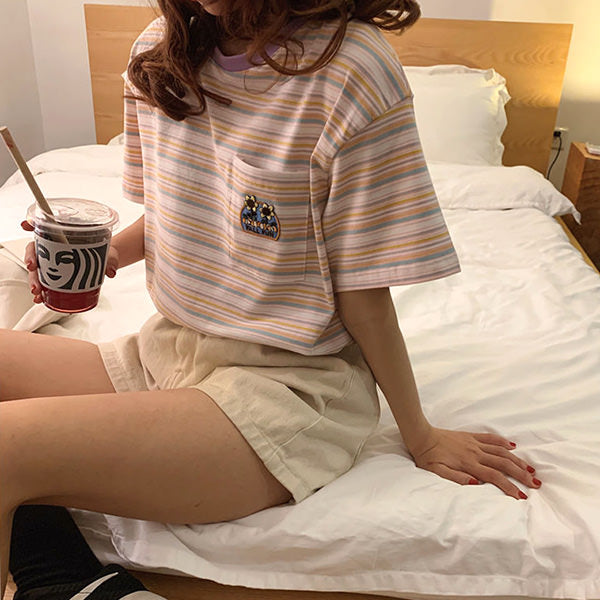 Style Core Aesthetics, New Style Trends - Flower Striped Tee Style Core Aesthetics, New Style Trends - Flower Striped Tee