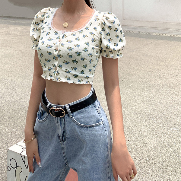 Style Core Aesthetics, New Style Trends - Foral Sin Ribbed Top Style Core Aesthetics, New Style Trends - Foral Sin Ribbed Top