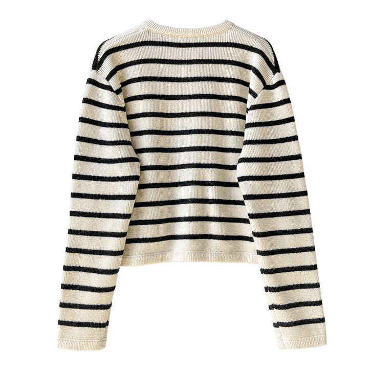 Style Core Aesthetics, New Style Trends - French Girl Striped Cardigan Style Core Aesthetics, New Style Trends - French Girl Striped Cardigan