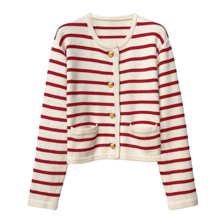 Style Core Aesthetics, New Style Trends - French Girl Striped Cardigan Style Core Aesthetics, New Style Trends - French Girl Striped Cardigan