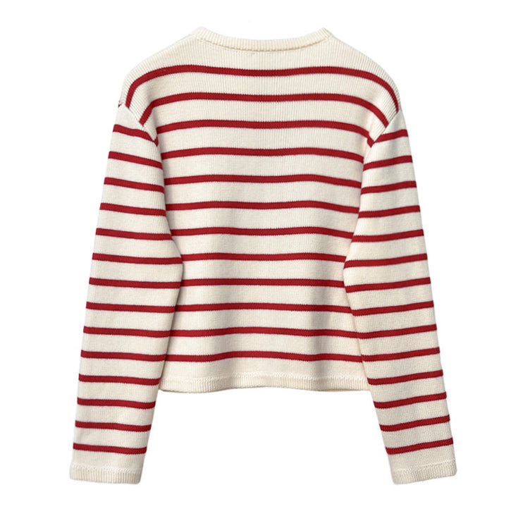 Style Core Aesthetics, New Style Trends - French Girl Striped Cardigan Style Core Aesthetics, New Style Trends - French Girl Striped Cardigan