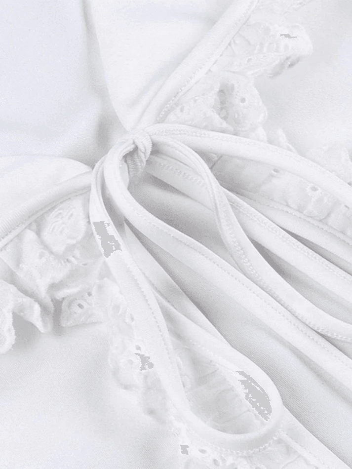 Style Core Aesthetics, New Style Trends - Frill Trim Lace Up White Tank Top Style Core Aesthetics, New Style Trends - Frill Trim Lace Up White Tank Top