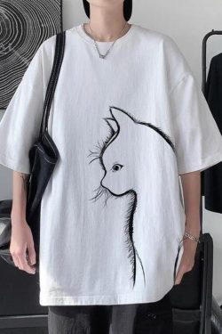Style Core Aesthetics, New Style Trends - Front Printed Cat Tee