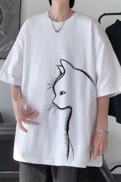 Style Core Aesthetics, New Style Trends - Front Printed Cat Tee