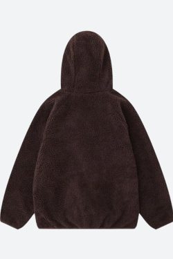 Style Core Aesthetics, New Style Trends - Funnel Neck Zip-Up Teddy Hoodie