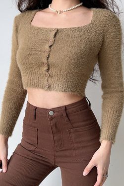 Style Core Aesthetics, New Style Trends - Fuzzy Cropped Cardigan
