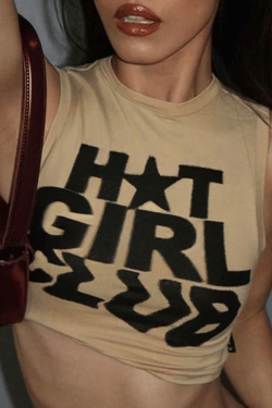 Style Core Aesthetics, New Style Trends - Girl Club Printed Cropped Tank Top