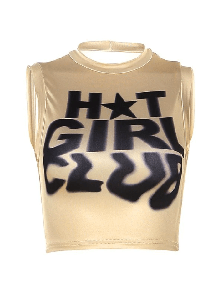 Style Core Aesthetics, New Style Trends - Girl Club Printed Cropped Tank Top Style Core Aesthetics, New Style Trends - Girl Club Printed Cropped Tank Top