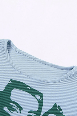 Style Core Aesthetics, New Style Trends - Girl Print Rib Cropped Tank Top