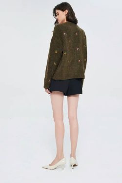 Style Core Aesthetics, New Style Trends - Goblincore Leaf Embroidery Cardigan