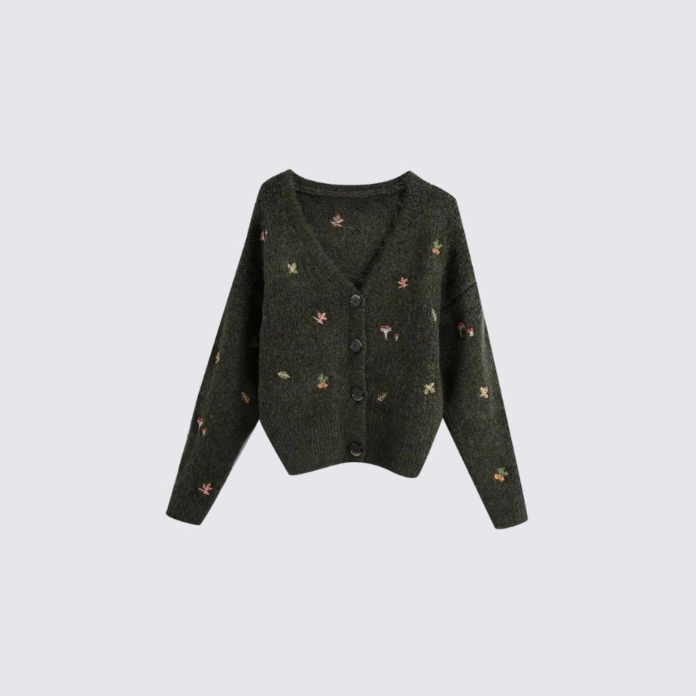 Style Core Aesthetics, New Style Trends - Goblincore Leaf Embroidery Cardigan Style Core Aesthetics, New Style Trends - Goblincore Leaf Embroidery Cardigan