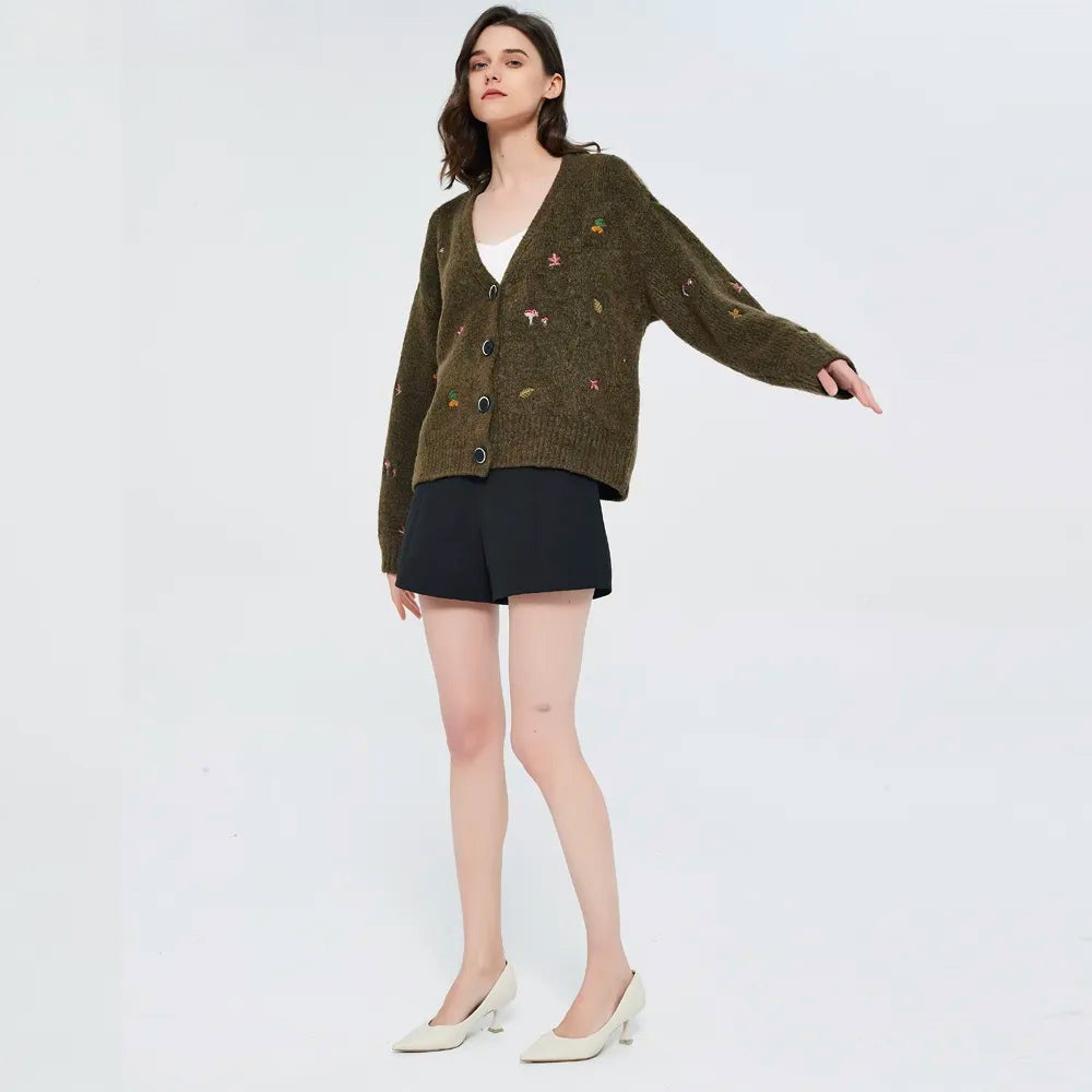 Style Core Aesthetics, New Style Trends - Goblincore Leaf Embroidery Cardigan Style Core Aesthetics, New Style Trends - Goblincore Leaf Embroidery Cardigan