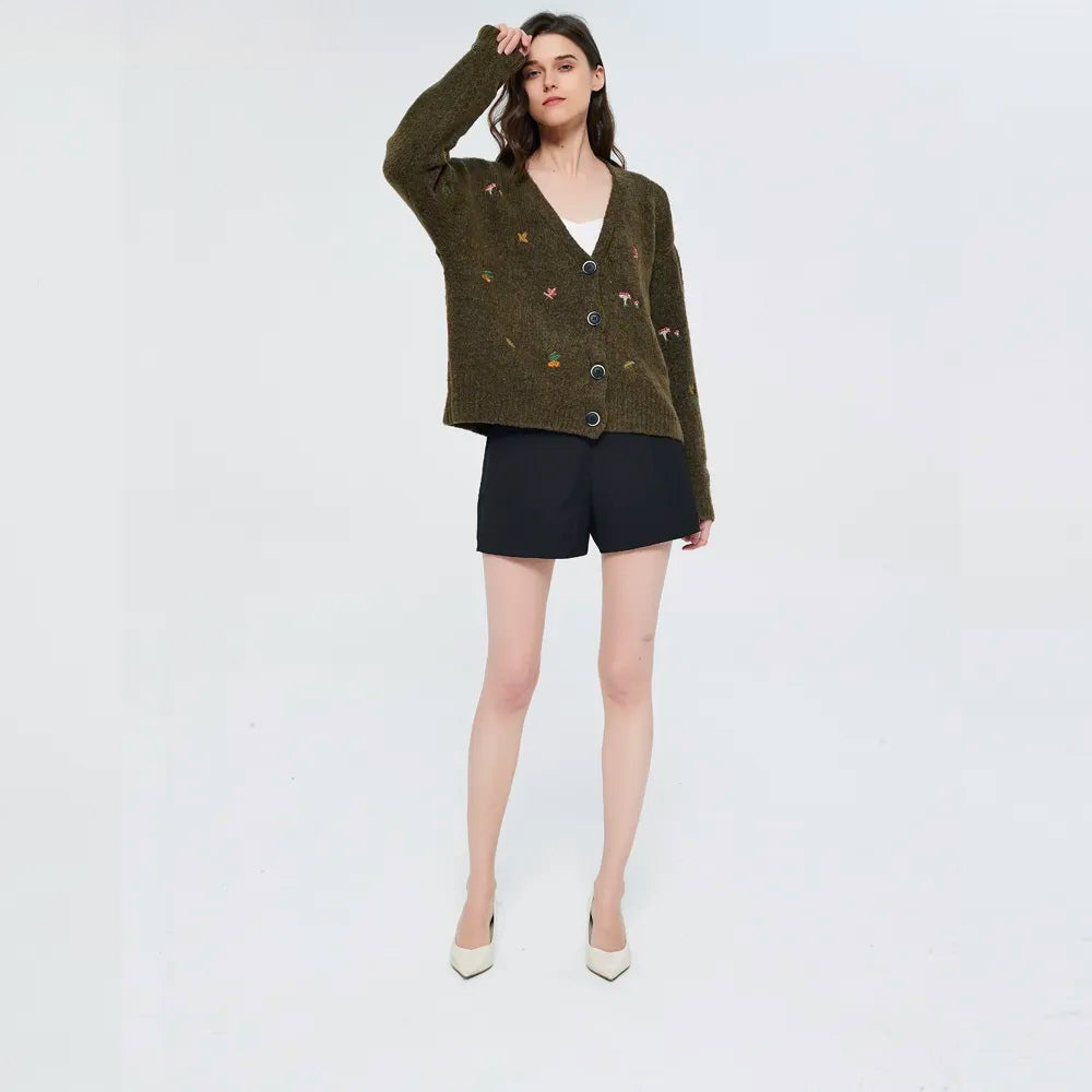 Style Core Aesthetics, New Style Trends - Goblincore Leaf Embroidery Cardigan Style Core Aesthetics, New Style Trends - Goblincore Leaf Embroidery Cardigan