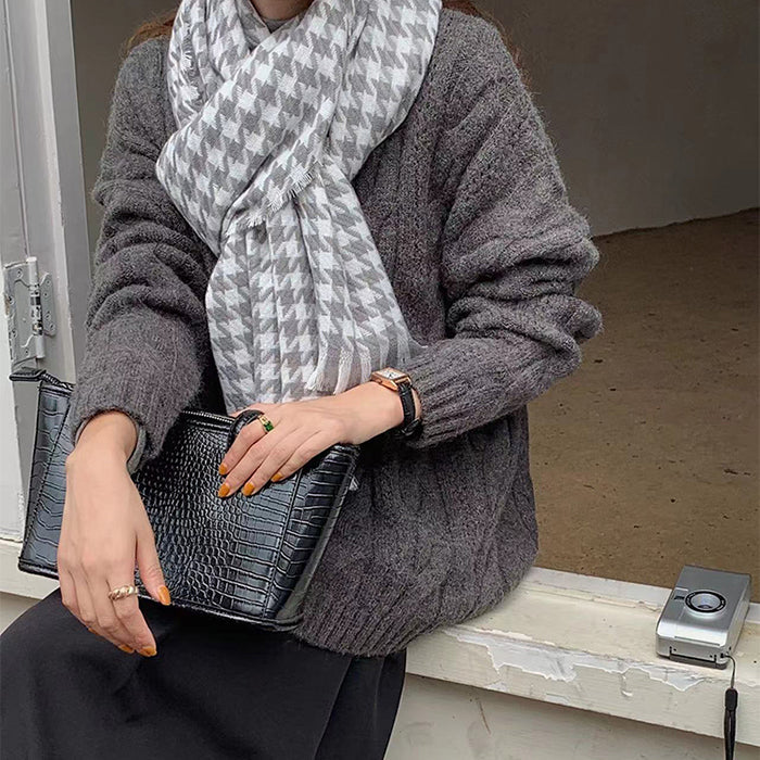 Style Core Aesthetics, New Style Trends - Good Manners Houndstooth Scarf Style Core Aesthetics, New Style Trends - Good Manners Houndstooth Scarf