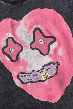 Style Core Aesthetics, New Style Trends - 'Gorgon' Acid Washed Graphic Print Cotton T-Shirt