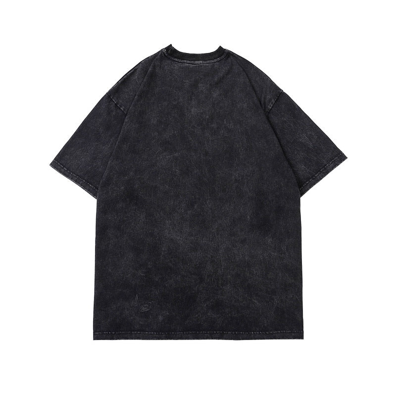 Style Core Aesthetics, New Style Trends - 'Gorgon' Acid Washed Graphic Print Cotton T-Shirt Style Core Aesthetics, New Style Trends - 'Gorgon' Acid Washed Graphic Print Cotton T-Shirt